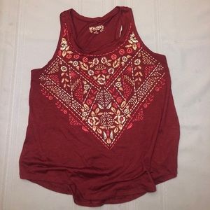 Maroon Tank with Aztec Design